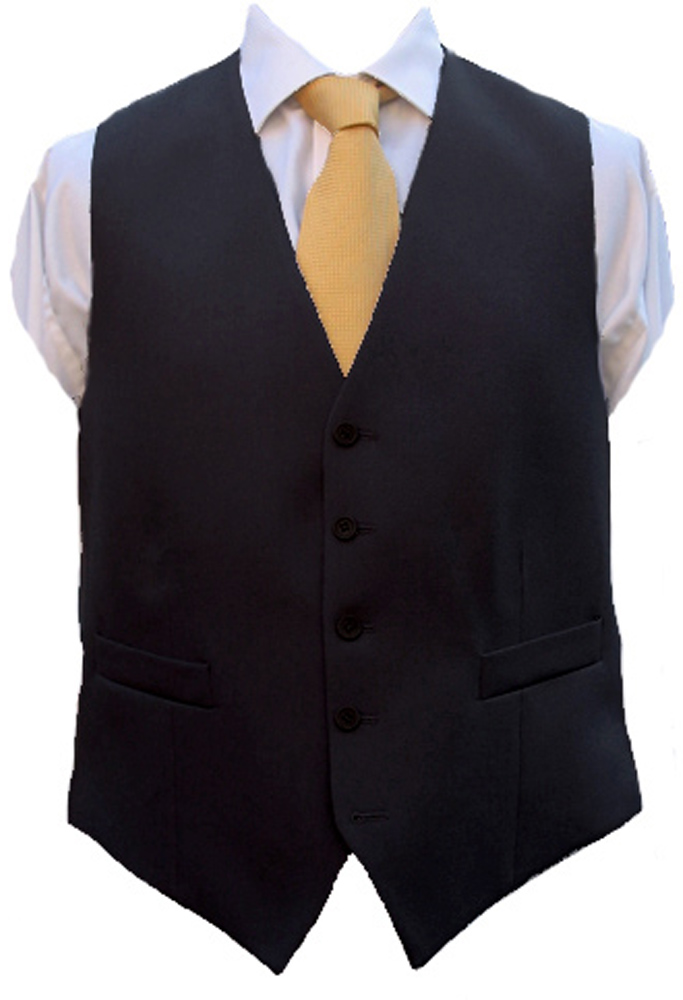 100% Wool Black Herringbone Waistcoat